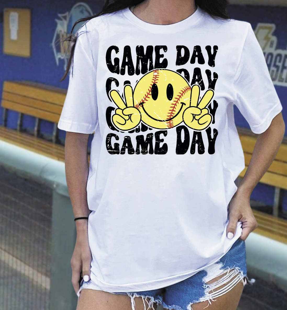 Softball Game Day Repeat-smiley face