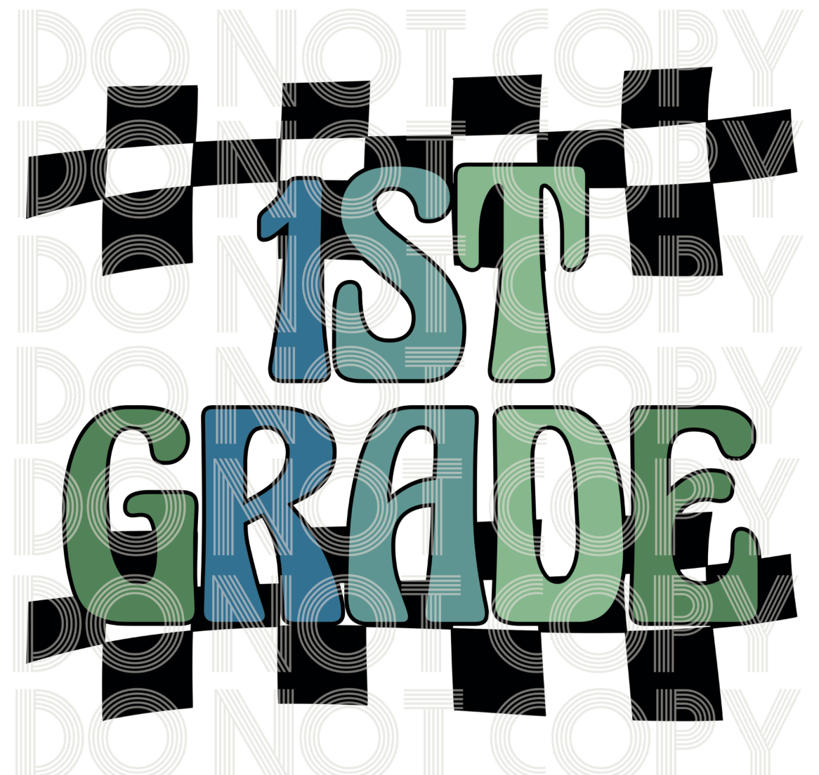 Retro checker School Designs-Blue and Green