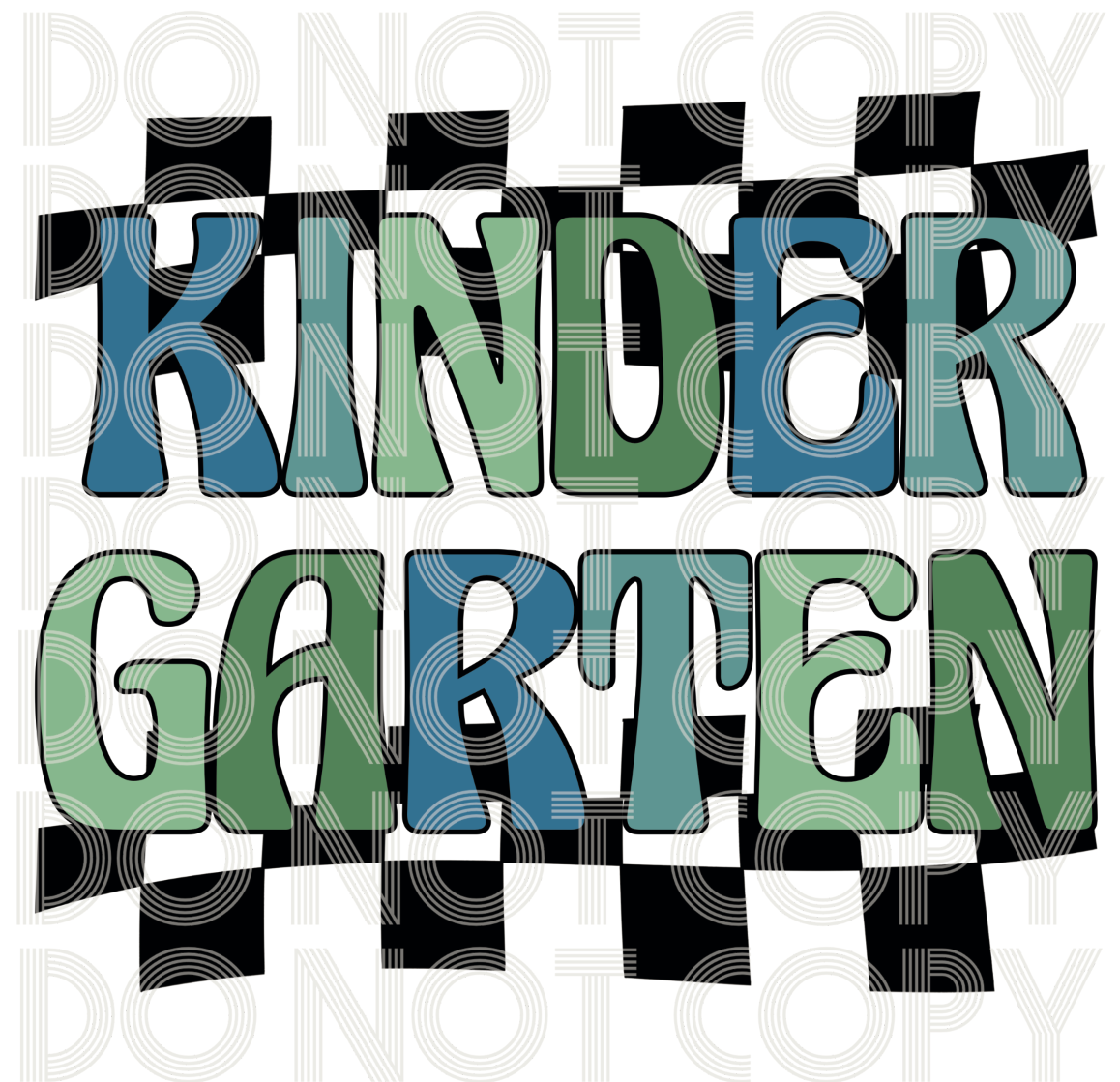 Retro checker School Designs-Blue and Green