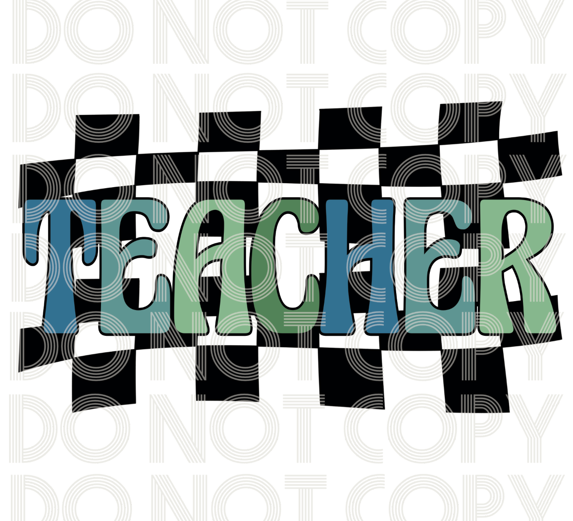 Retro checker School Designs-Blue and Green