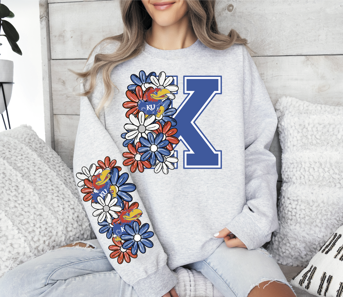Floral College Teams with Big Letter (sleeve sold separately)