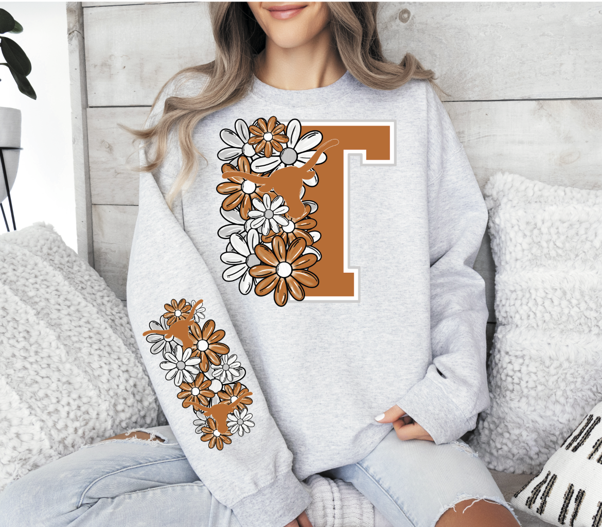 Floral College Teams with Big Letter (sleeve sold separately)