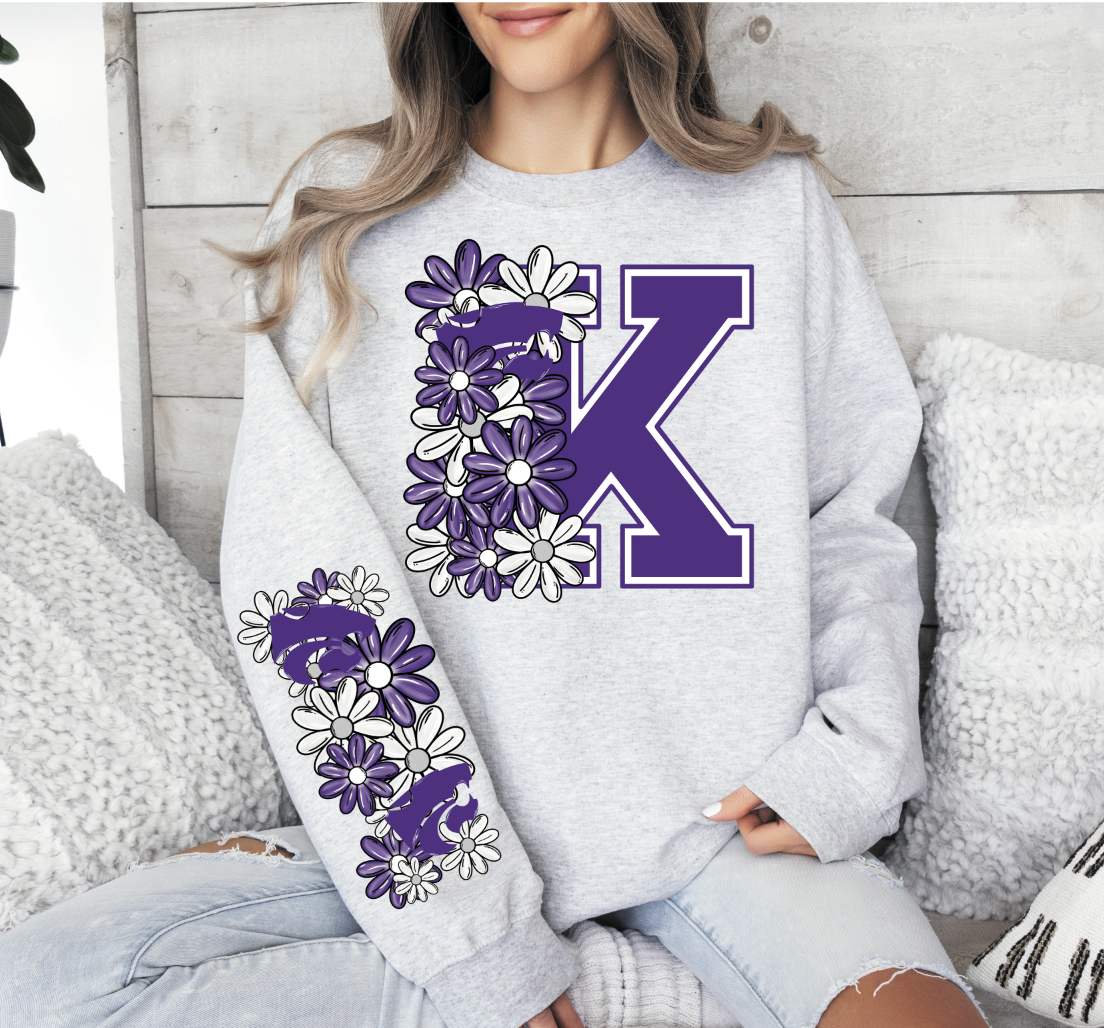 Floral College Teams with Big Letter (sleeve sold separately)