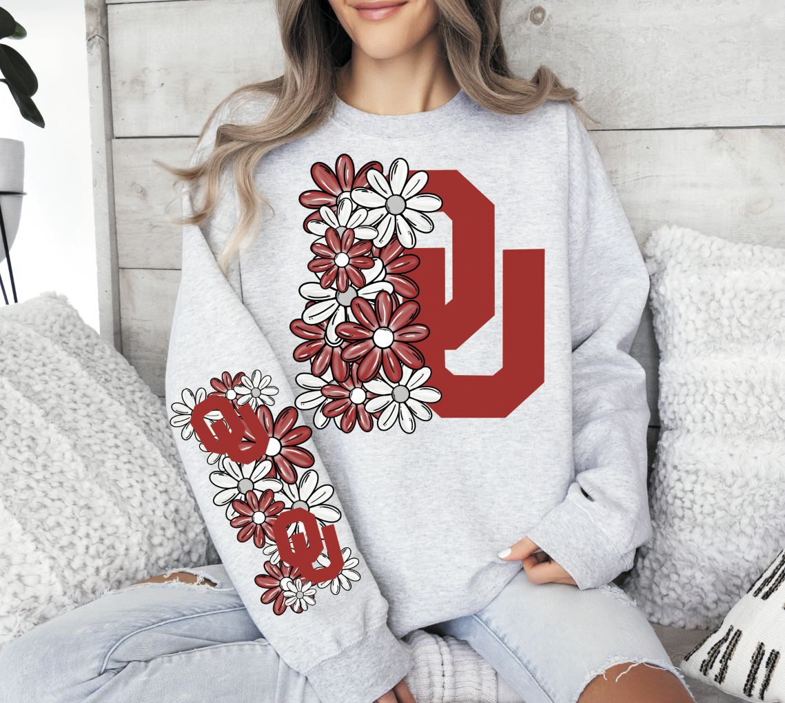 Floral College Teams with Big Letter (sleeve sold separately)