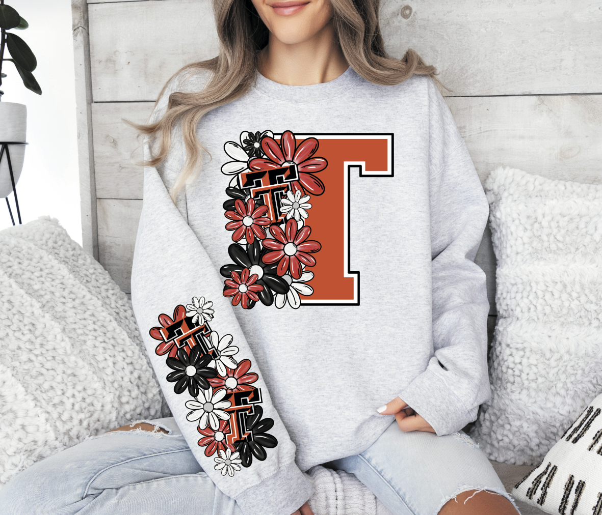 Floral College Teams with Big Letter (sleeve sold separately)