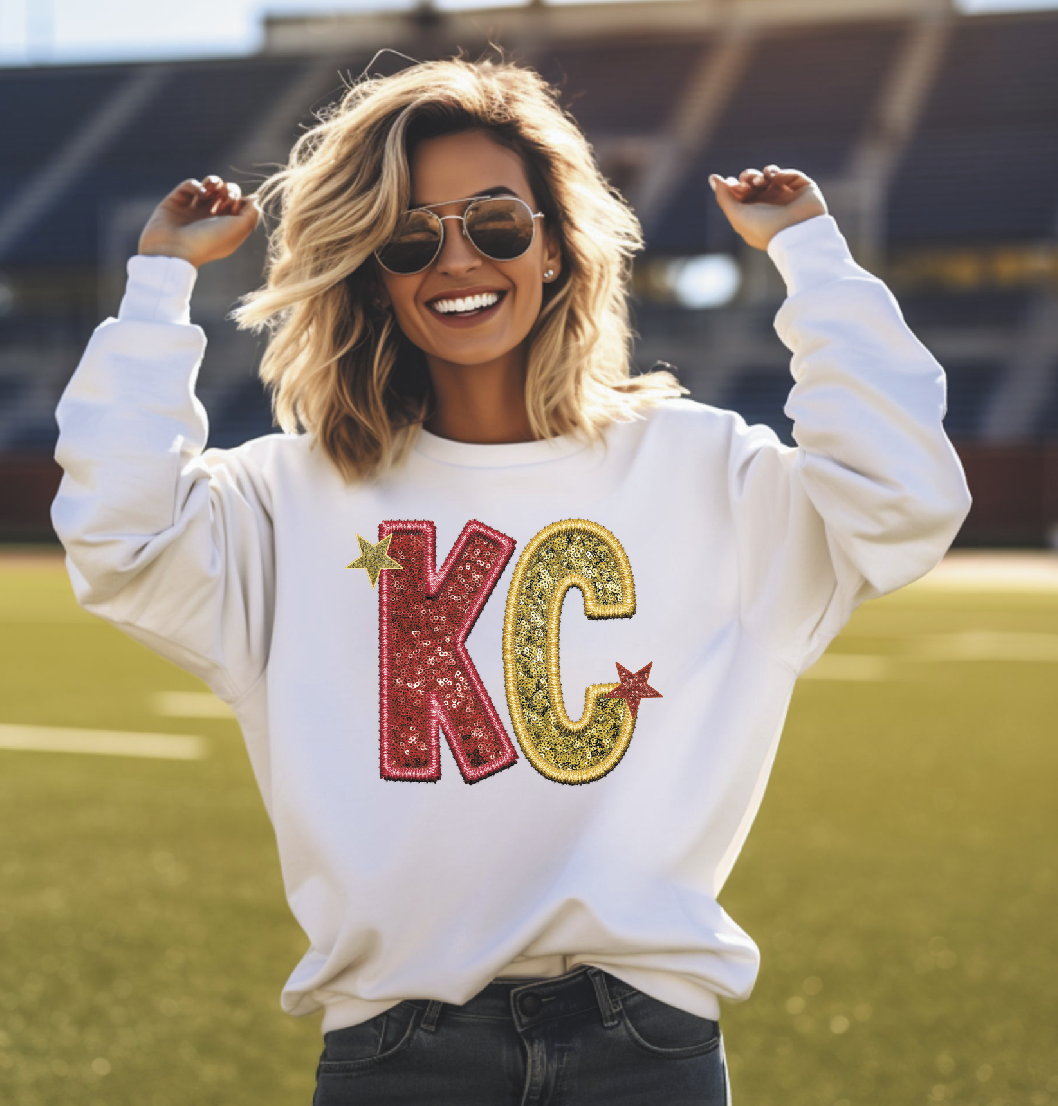 Faux Glitter and embroidery big KC
