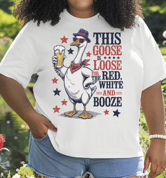This goose is loose on red, white, and booze