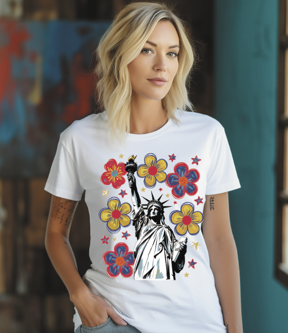 Statue of Liberty and flowers