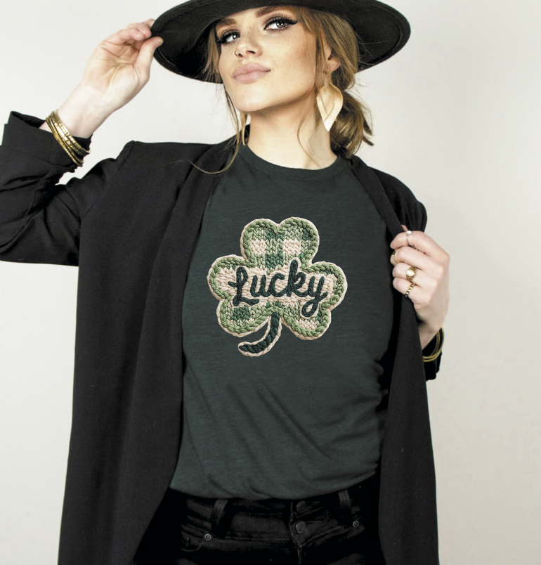Faux embroidered shamrock