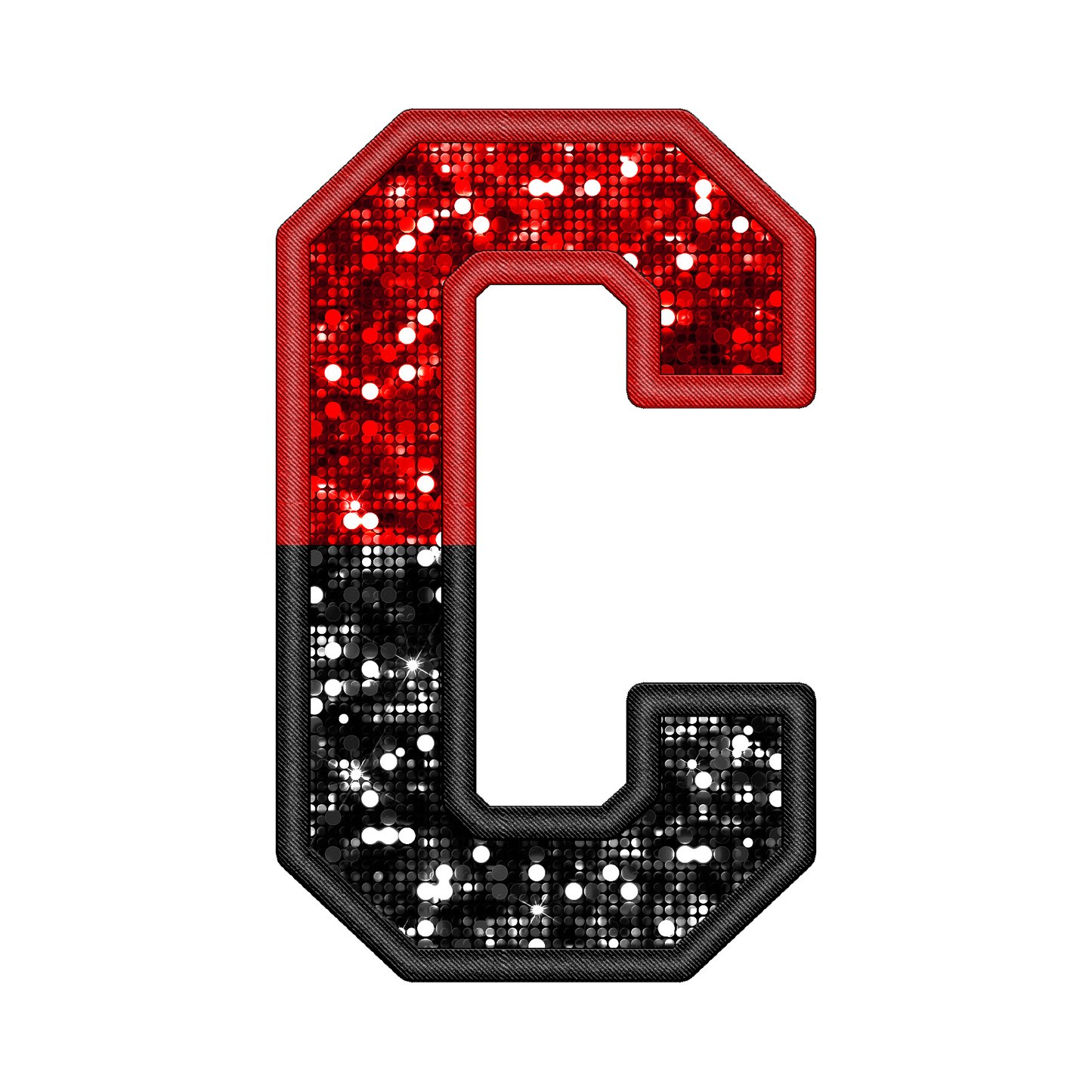 Custom Red and Black Faux sparkle embroidery letters (all uppercase letters and numbers)