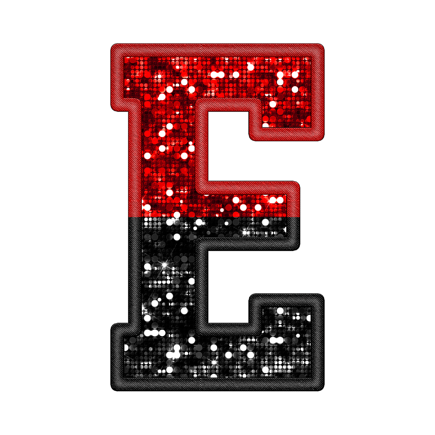 Custom Red and Black Faux sparkle embroidery letters (all uppercase letters and numbers)