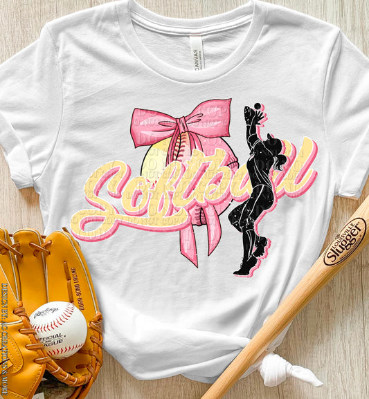 Pink Softball Bow (Coquette)