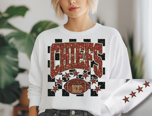 Sparkly Chiefs Retro with Stars Arm design