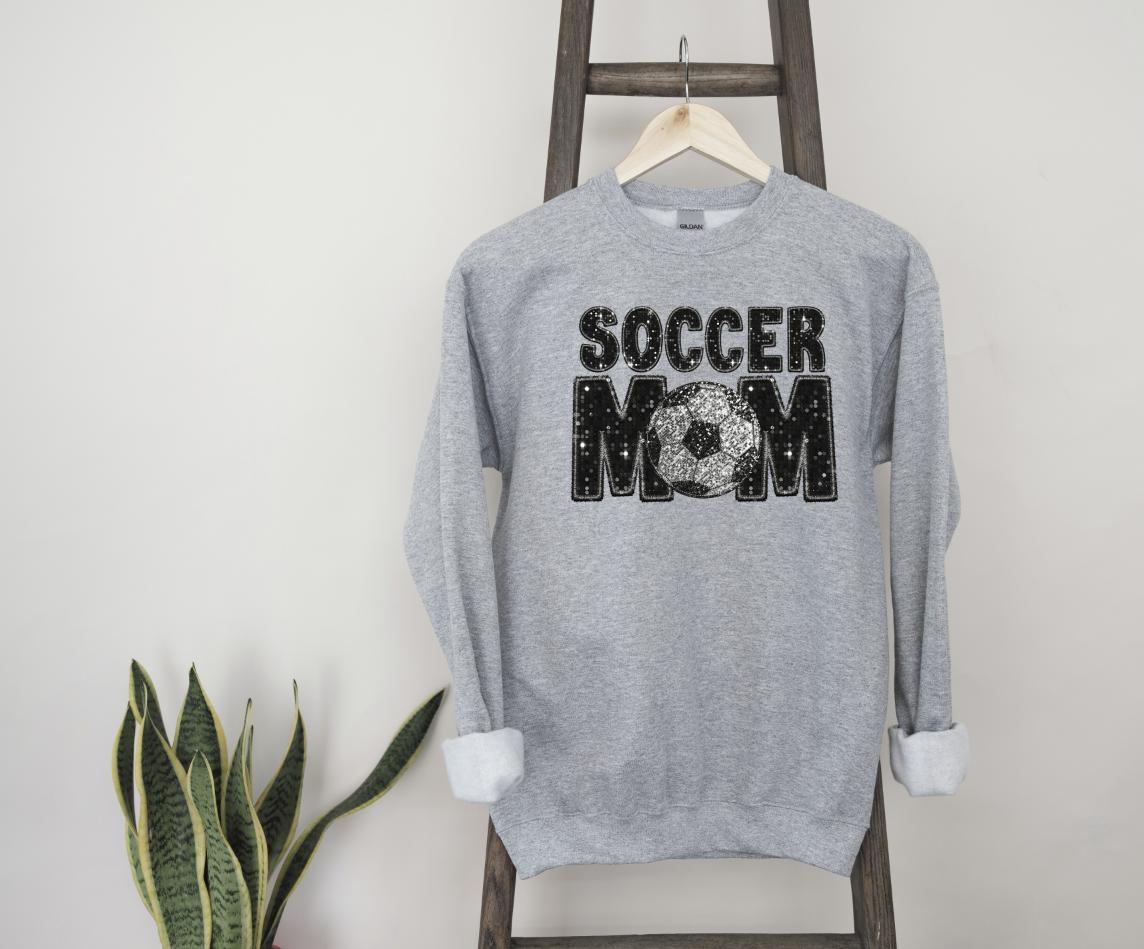 Soccer Mom-faux embroidery and glitter