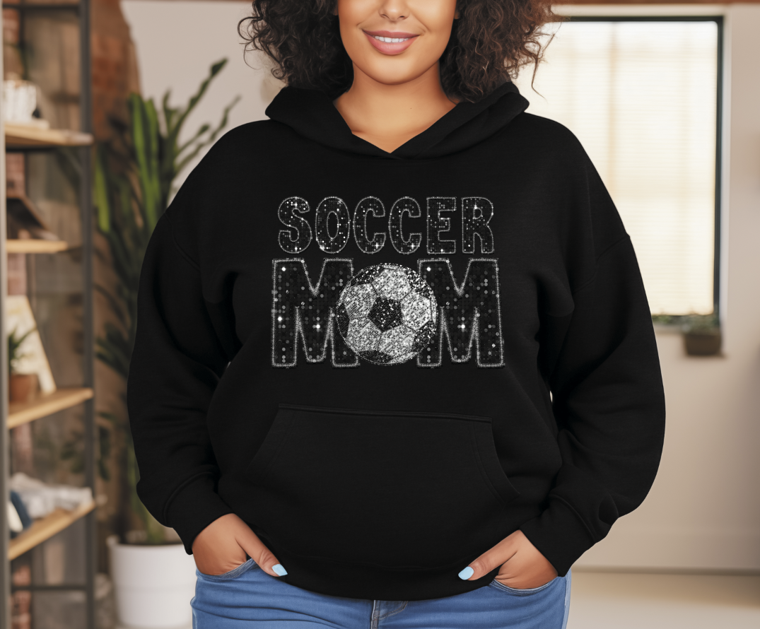 Soccer Mom-faux embroidery and glitter