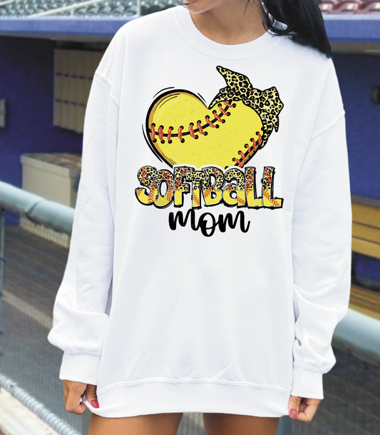 Softball Mom Heart Leopard