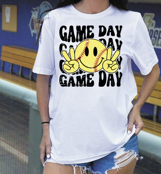 Softball Game Day Repeat-smiley face