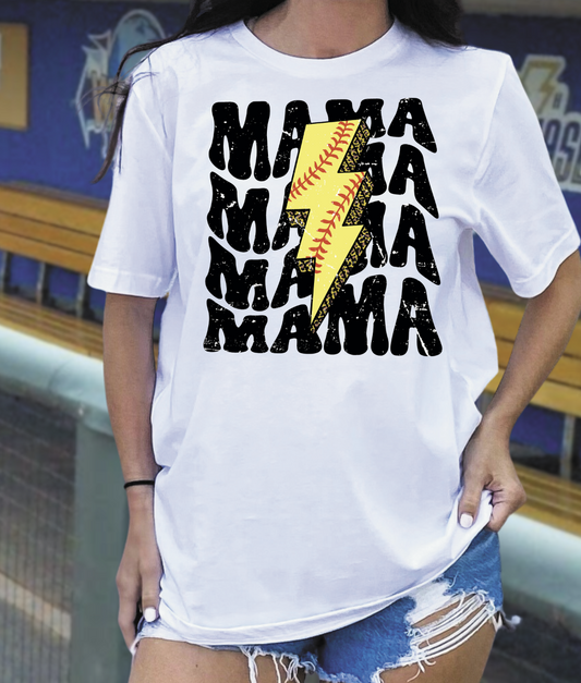 Mama Repeat Softball Lightening Bolt