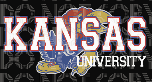 Kansas University with Jayhawk