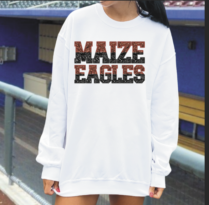 Maize Eagles faux sparkle embroidery