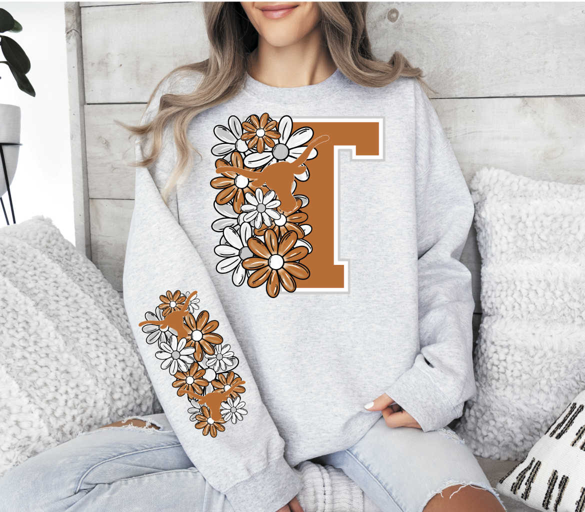 Floral College Teams with Big Letter  (sleeve sold separately)