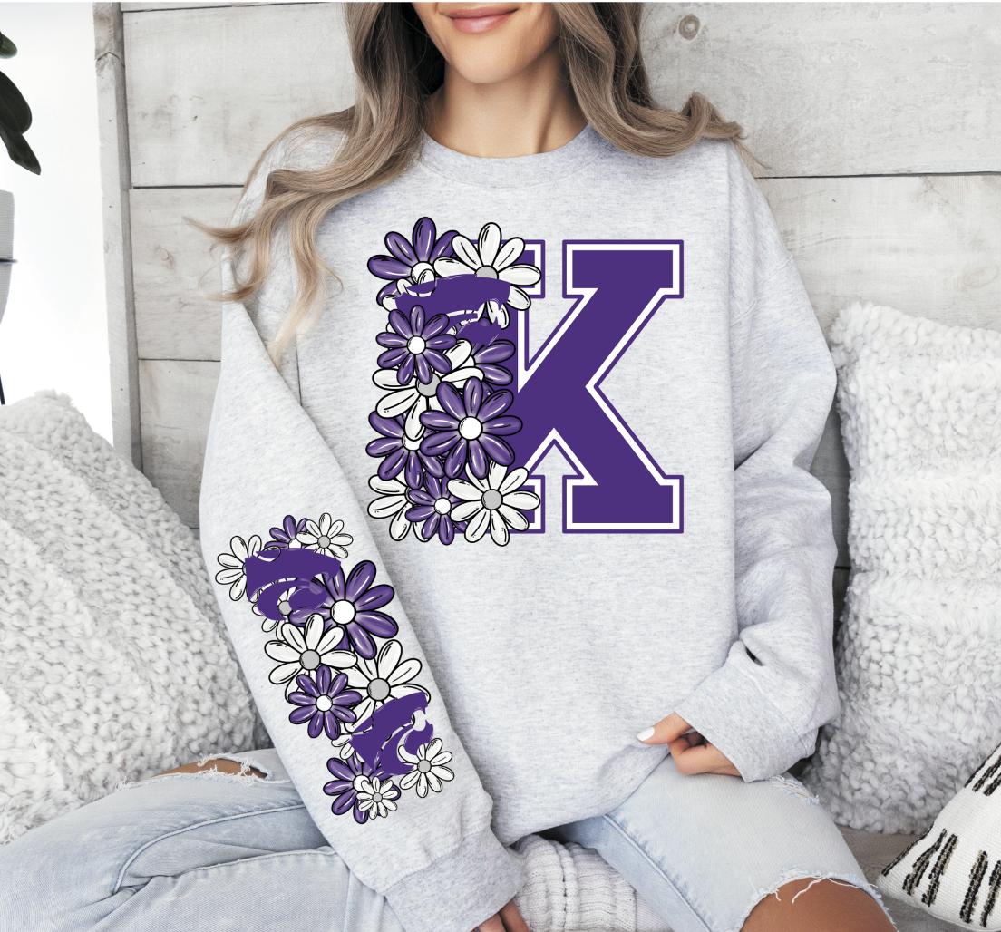 Floral College Teams with Big Letter  (sleeve sold separately)