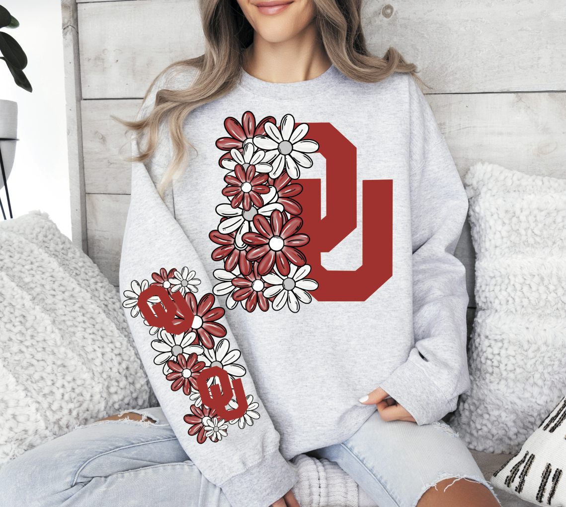 Floral College Teams with Big Letter  (sleeve sold separately)