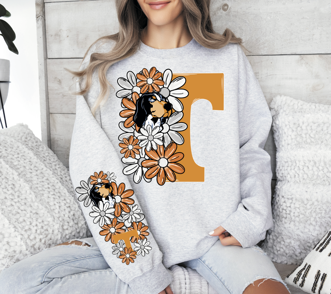 Floral College Teams with Big Letter  (sleeve sold separately)