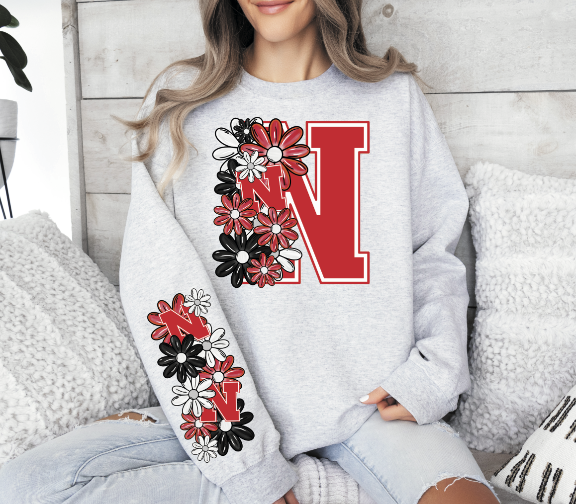 Floral College Teams with Big Letter  (sleeve sold separately)