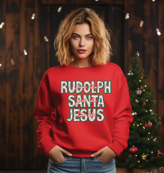 Shine like Rudolph-Faux Embroidered