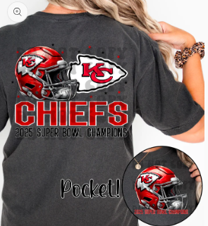 Chiefs SB Champions 2025, designs, pocket, and sleeve